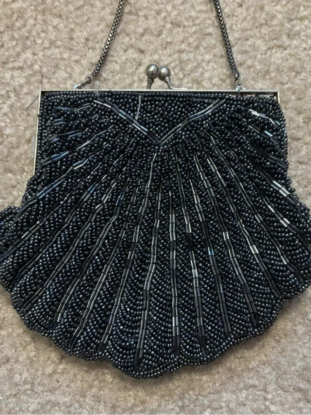 Vintage-Inspired Black Beaded Evening Bag